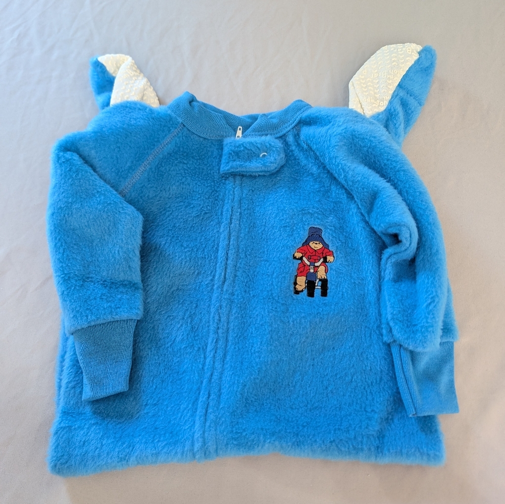 Vintage Children's Size 3T Paddington Bear Blue Footed Zip Up Pajamas